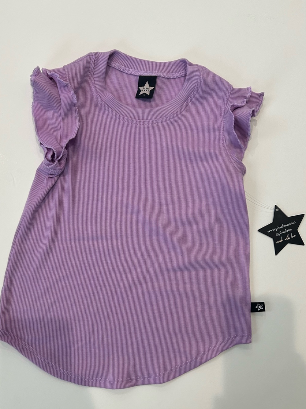 NWT Pixielane Lilac Ribbed Ruffle Sleeve Tank Top, Size 5